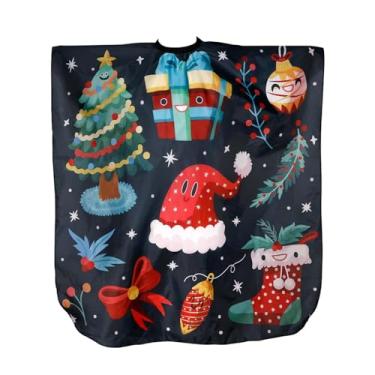 Imagem de Esquirla Capa de corte de cabelo infantil, padrão de natal, decote ajustável, reutilizável, pano de barbeiro, avental para shampoo, tingimento permanente,