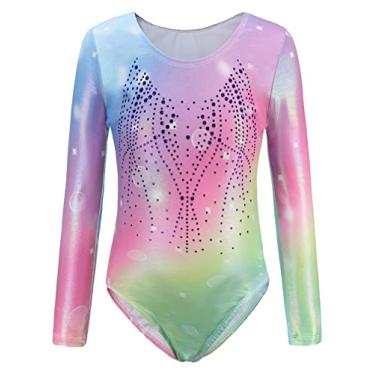 Imagem de SEAUR Collant de ginástica para meninas roupas de dança de manga comprida roupa de dança biketard roupa fitness roupa roupa esportiva body, Roxa, 8