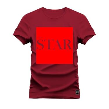 Imagem de Camiseta Premium Algodão Estampada Star Red Bordo G