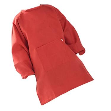 Imagem de HEMOTON 1 Unidade bata de desenho avental de manga bata infantil aventais bata de pintura avental de pintura isolamento roupas de trabalho pintando roupas filho vermelho