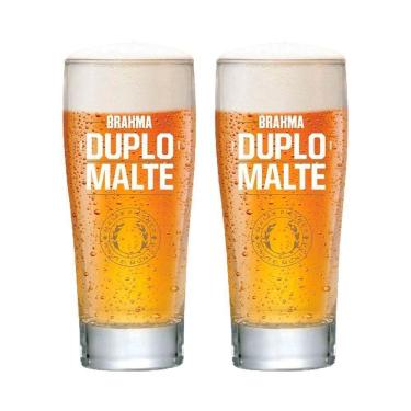 Imagem de Conjunto 2 Copos Para Cerveja Brahma Duplo Malte Ambev Oficial 300 Ml