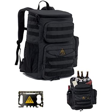 Imagem de Mochila térmica, tática, isolada. Resistente, extra grande, à prova de vazamento para caminhadas, acampamento, praia. Bônus, multiferramenta de cartão de crédito incluída (cinza carvão)