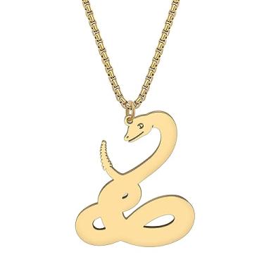Imagem de DALANE Colar de cobra de aço inoxidável banhado a ouro 18 k com pingente cascavel, joias modernas, presentes para mulheres, meninas, lembrancinhas de festa, Medium, Aço inoxidável, Sem Pedra Preciosa
