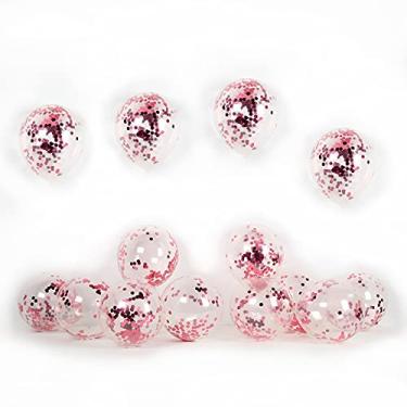 Imagem de Balões de confete rosa pacote com 30 balões de festa de látex de 30,5 cm com pontos de confete para casamento, noivado, festa de formatura, casamento, chá de bebê, aniversário, carnaval, festa de casamento.