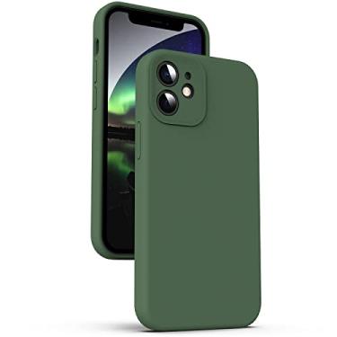 Imagem de Supdeal Capa de silicone líquido para iPhone 12 Mini, [proteção da câmera] [antiimpressão digital] capa protetora de 4 camadas para celular, capa de microfibra embutida, 5,4 polegadas, verde