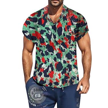 Imagem de 2023 verão nova personalidade casual masculina praia ao ar livre camiseta masculina manga longa malha tops, Vermelho, 3G