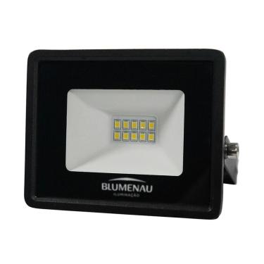 Imagem de Refletor Blumenau De Led Slim 10w Preto Bivolt 3000k Luz Quente