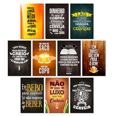 Imagem de Kit Placas Decorativas Cervejas Frases Mdf 10 pçs 20x30 cm