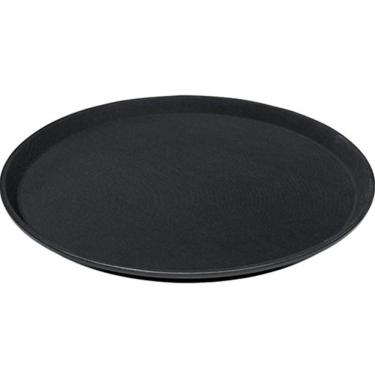 Imagem de Bandeja Antiderrapante Preta Redonda 35cm para Garçom Garçonete Servir Bebidas