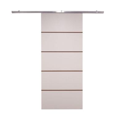 Imagem de Porta De Correr Branco Prime Frisada Kit Alumínio F03 - 210x80