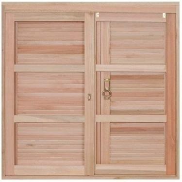 Imagem de Janela com Caixilhos de Correr para Vidros Quadriculados e Veneziana de Abrir 2 Folhas 100x100cm Rondosul Natural