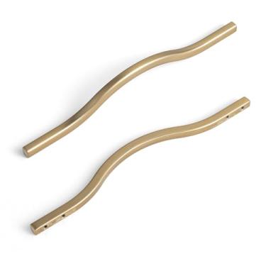 Imagem de Goo-Ki Puxadores de armário de bronze champanhe de perfil baixo, centros de orifício duplo (16,5 cm/7,6 pol), alça de liga de zinco para armário de gaveta, embalagem com 6..