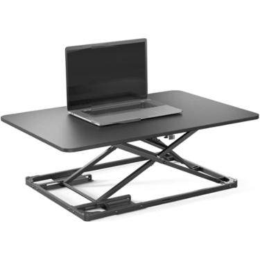 Imagem de Conversor de mesa em pé com altura ajustável Stand Up Desk Riser Estação de trabalho para laptop totalmente montada Mesa para computador portátil para escritório doméstico, preto