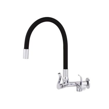 Imagem de Torneira Flexível de Parede com Saída para Máquina de Lavar Louça e Roupa Tubo Preto Samer