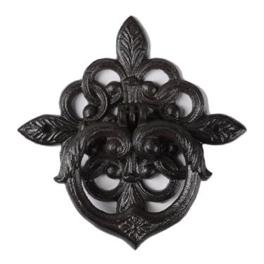 Imagem de BRASSTAR Batente de porta de folha de pétala europeia de ferro fundido idílica antiga casa de fazenda decoração vintage decoração de jardim ao ar livre TQGJPT525