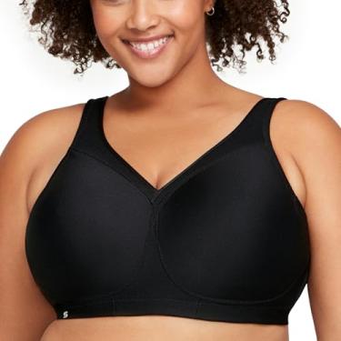 Imagem de Glamorise Sutiã esportivo feminino plus size MagicLift sem aro 1006, Preto, 48H