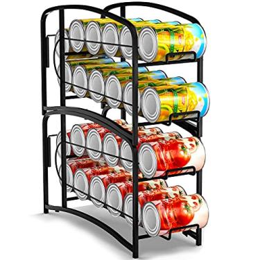 Imagem de AULEDIO Dispensador empilhável de latas de bebidas, suporte organizador de armazenamento para alimentos enlatados ou geladeira despensa, preto (pacote com 2)