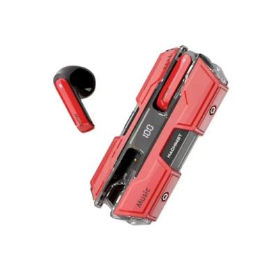 Imagem de Fones de ouvido espaço navio alta fidelidade estéreo redução de ruído in-ear sem fio bt5.3 à prova dwaterproof água led display digital fone de ouvido,Red