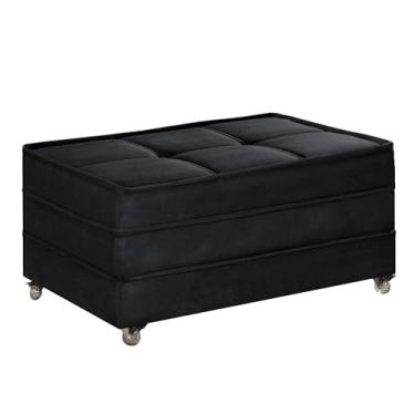 Imagem de Puff Cama Solteiro Dobravel Com Rodízios (Preto)