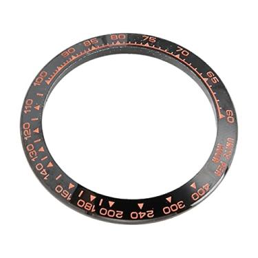 Imagem de Inserção do Bisel do Relógio, Substituição Resistente a Arranhões Inserção do Anel do Relógio Acessório de Proteção Anel Interno de 1,2 Pol para Salão de Beleza (Fonte Rosa Fundo Preto)
