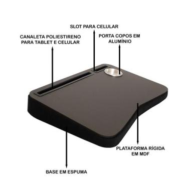 Imagem de Suporte Para Notebook Mesa de Colo Base Espuma com  Angulo de Inclinaç
