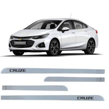 Imagem de Jogo Friso Slim Lateral Chevrolet Cruze Original com Grafia, Branco Su