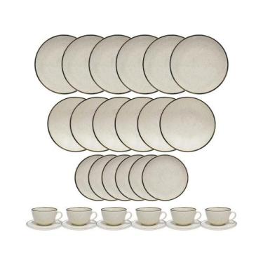 Imagem de Jogo De Pratos Aparelho De Jantar Porcelana 30 Peças Oxford Unni Brisa