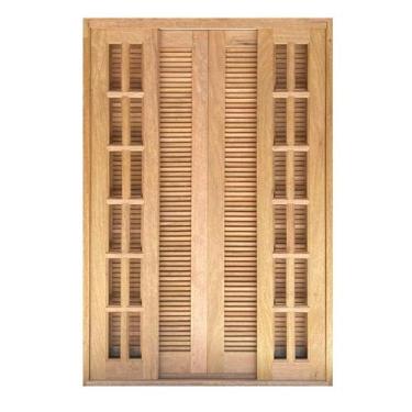 Imagem de Porta Balcão de Correr de Madeira Cedro Arana Veneziana Reto Esquadria