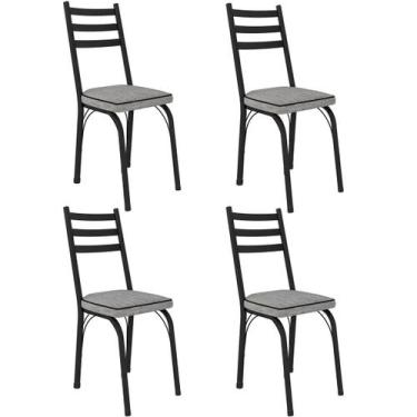 Imagem de Kit 4 Cadeiras para Cozinha Tubular D-13 Nara de Aço - Artefamol, Pret