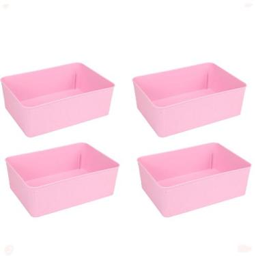 Imagem de Kit 4 Cesto Multiuso Decorativo Rosa 19x13,5x6,5Cm - 123 Organizei