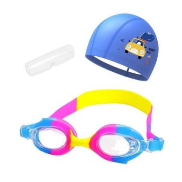 Imagem de Kit Óculos Natação Com Estojo e Touca Infantil Desenhos Coleção Peixin