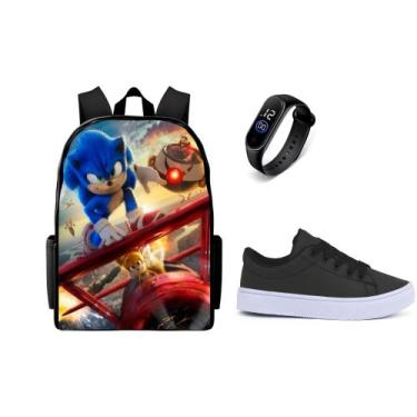 Imagem de Mochila Escolar Com Tenis Casual E Relogio Digital Led Lançamento Conj