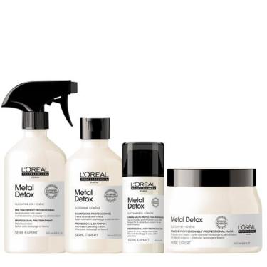 Imagem de Kit LOréal Professionnel Metal Detox Shampoo Leave-in Máscara G e Spra