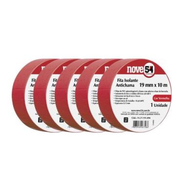 Imagem de Kit 5 fita isolante 19mmx10m vermelha 954 - VONDER