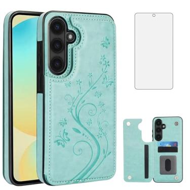 Imagem de Asuwish Capa de telefone para Samsung Galaxy S24 FE 5G com protetor de tela de vidro temperado e suporte de cartão capa carteira suporte flip acessórios de celular de couro S 24 EF S24FE 24S capas