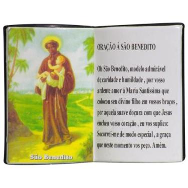 Imagem de Livro de Oração São Benedito Resina Porta Caneta 15cm - Zona Livre