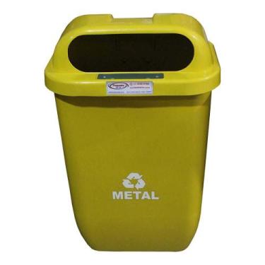 Imagem de Lixeira Coleta Seletiva 50 Litros Metal Amarelo - Proposto