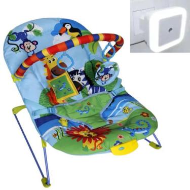 Imagem de Cadeira de Balanço Azul Bebê Suporta 9Kg +Luminária Infantil - Color B