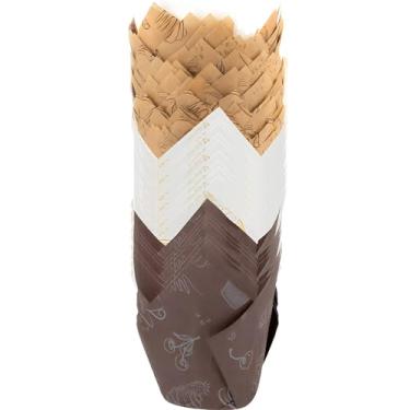 Imagem de Bluesky Copos de cozimento de tulipa com estampa de chá - (pacote com 150) - Ideal para deliciosos cupcakes e muffins, grande, multicolorido