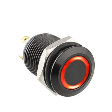 Imagem de Botão Liga Desliga 12,24v Com Led Vermelho 12mm - NCM, Sem Travamento