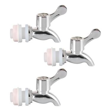 Imagem de Kit 3 Torneiras para Suqueira Dispenser Plástico Prata Luxo Filtro com