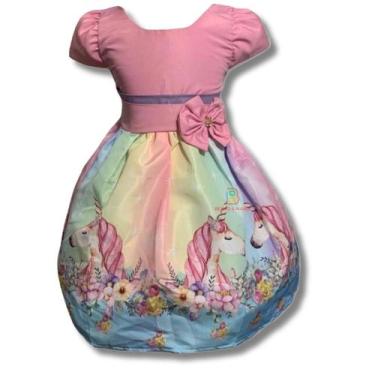 Imagem de Vestido Temático Unicórnio Rosa - Pequenos Encantos Baby, Rosa, M 4/5 