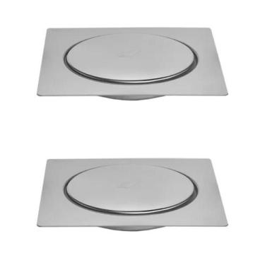 Imagem de Kit C/2 Ralo Inox Para Piso Click Cromado 15x15 Cm - MONTELAR, Tampa, 
