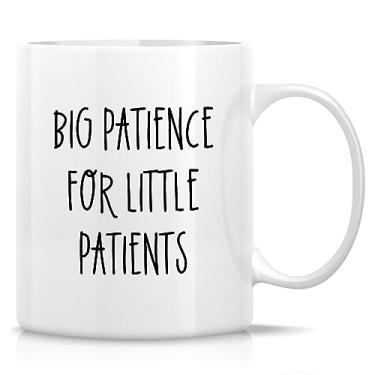 Imagem de Retreez Caneca engraçada pediatra presente pediatra médico enfermeiro paciência para pequeno paciente 325 ml caneca de café cerâmica - presente de aniversário motivacional sarcástico inspirador para