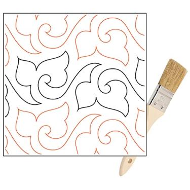 Imagem de Rolo de papel padrão de pantógrafos acolchoados - para máquinas de acolchoar Longarm - Pantógrafo de colcha de design fácil de folhas - conjunto inclui colcha de braço longo, trilhos de máquina de