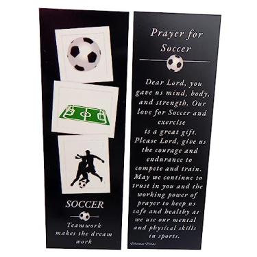 Imagem de Marcador de livro de oração de futebol com poema de carta sagrada na parte de trás para leitores esportivos inspiradores marcando página de livro material escolar para estudantes ou marcador de página