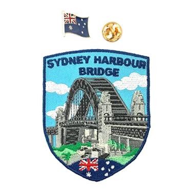 Imagem de A-ONE Emblema colecionável de ponto de referência da ponte do porto de Sydney + emblema da bandeira da Austrália, emblemas decorativos estilo australiano DIY para roupas, bagagens, chapéus, sapatos nº 416P