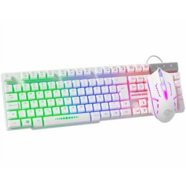 Imagem de Kit Teclado e Mouse Gamer K-Mex KMW5228 Com Fio Branco