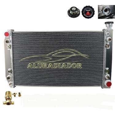 Imagem de AluRadiador Radiador de alumínio para Chevy GMC C/K/V/R 1988-1999 1500 2500 3500 Suburban Blazer 5.0L 5.7L V8 4.3L V6 3 Row Core Crossflow Radiators Silverado Cheyenne Sierra WT