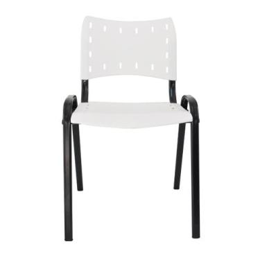 Imagem de Cadeira Iso Para Escola Escritório Comércio Branca Base Preta - EcomHo